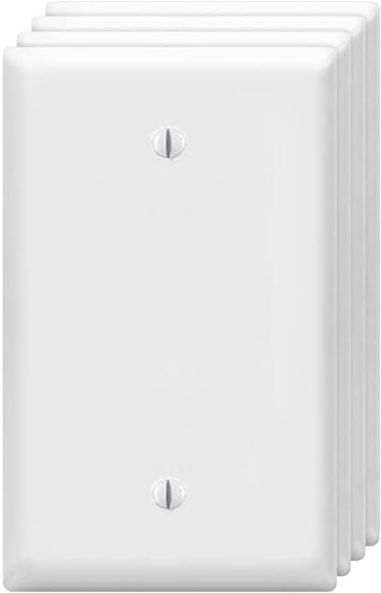 Blank Wall Plates 1-Gang blank Switch Outlet Electrical Cover Plate Unbreakable Thermoplastic Faceplate for Light Receptacle Outlet Switch, White (4 Pack)