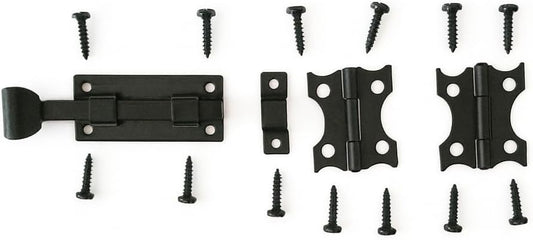 The Rustic Express Speak - Easy Gate Hasp Latch and Decorative Gate Hinges Kit with Screws for Door Hardware