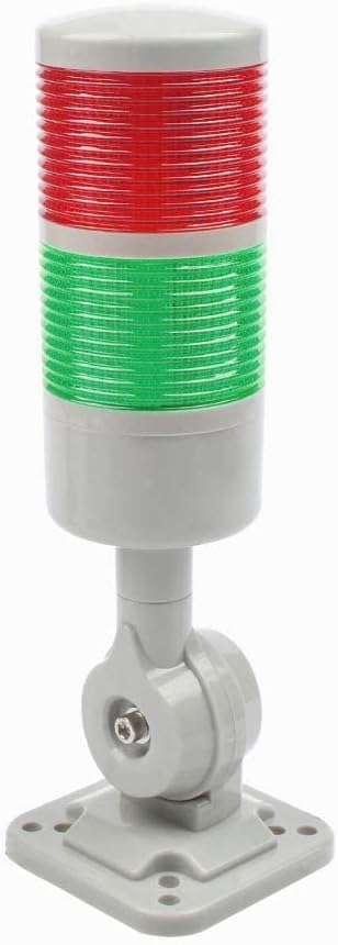 Led Signal Tower Stack Lights, Industrial Signal Warning Lights, Column Tower Lamp Andon Lights with Rotatable Base, Steady/Flashing Light Switchable, 110V 220V AC(2-Layer, no Buzzer)