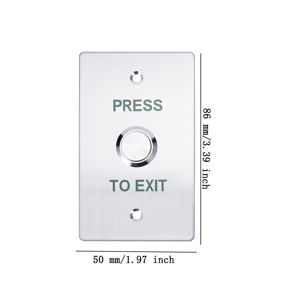 Push to Exit Button，12V DC Push to Exit Switch with LED Light, IP67 Waterproof,NC/NO/COM Outputs, Surface Mount Request-to-Exit Device for Access Control Systems (86X50-A)