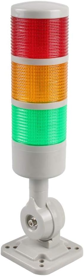 Signal Tower Stack Light, Industrial Signal Andon Warning Light with Rotatable Base, Steady/Flashing Switchable, 110V/220V AC (3-Layer, No Buzzer)