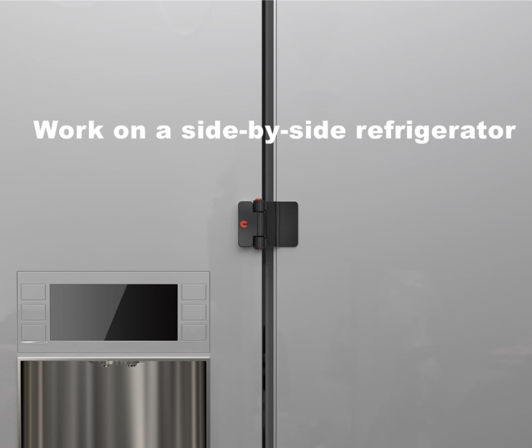 Refrigerator Adhesive Locks Double Button Fridge Door Lock with Key, Child Proof Freezer Cooler Door Lock, Child Baby Safety File Drawer Lock and Cabinet Locks (Black, 2)