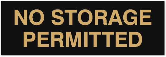 Signs ByLITA Basic No Storage Permitted Sign | Powerful Foam Tape (Black/Gold) - Small