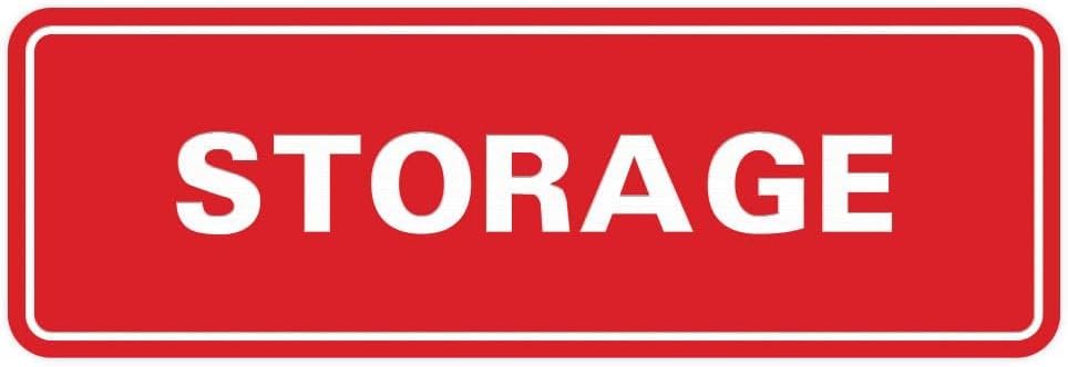 Standard STORAGE Door/Wall Sign -Red - Large (1 Pack)