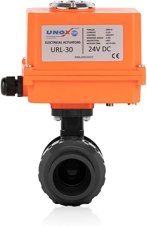 Unox 220V AC Electric Actuated Ø75 (2 1/2") U-PVC Ball Valve, Motorized Ball Valve For Water - PN16