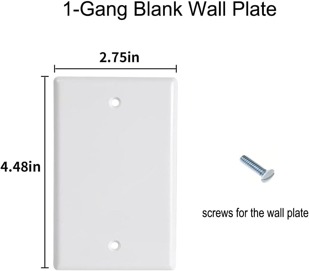 Blank Wall Plates 1-Gang blank Switch Outlet Electrical Cover Plate Unbreakable Thermoplastic Faceplate for Light Receptacle Outlet Switch, White (4 Pack)