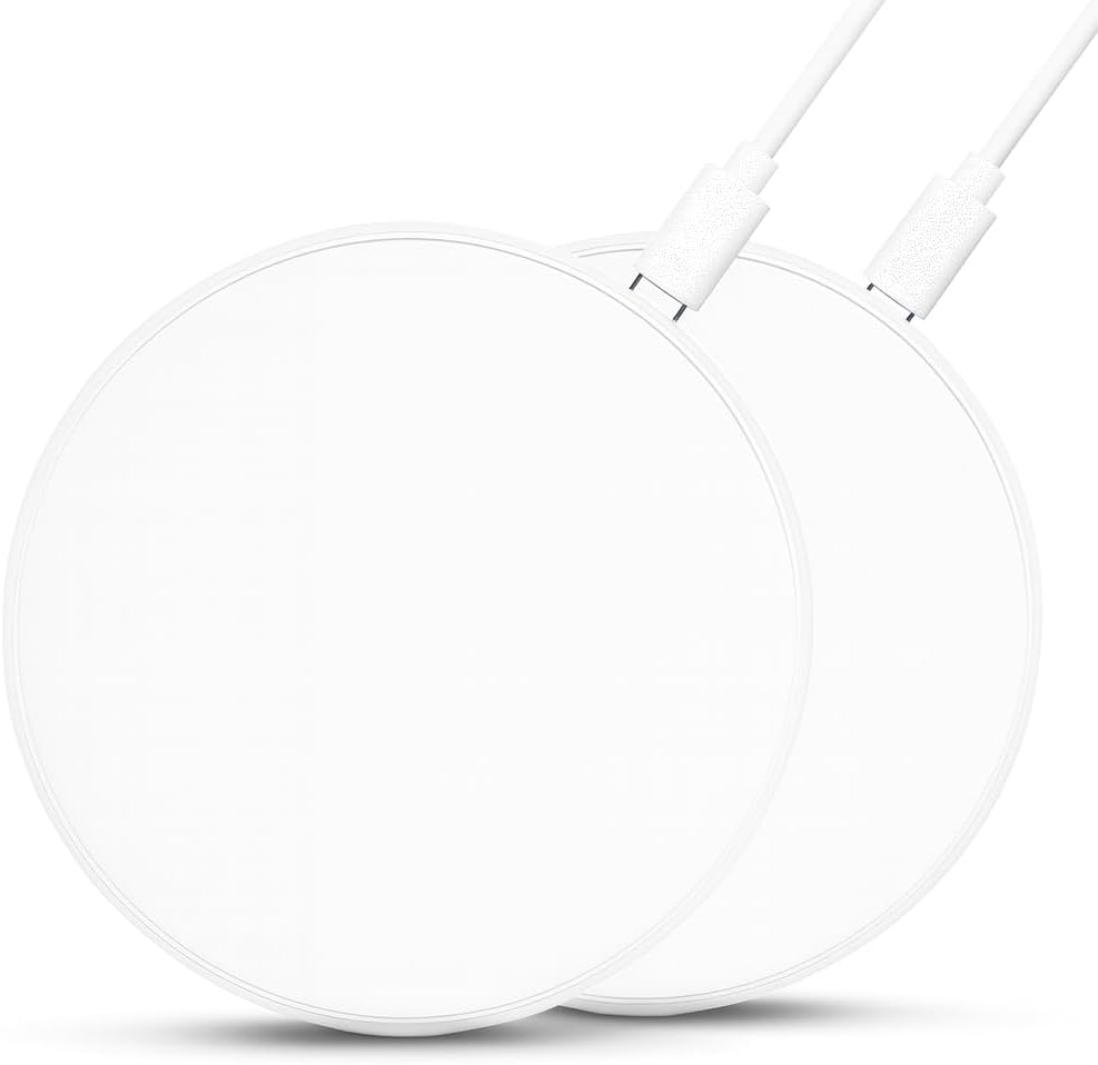 2Pcs Wireless Charger,15W Max Wireless Charging Pad Compatible with Samsung Galaxy S25/S24/S23/S22/S21/S20/S10,7.5W Compatible with iPhone 17/17Pro/16/16Plus/16Pro /15/15Pro/15Plus/14/13/12 (White)