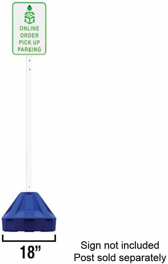 Plasticade Roll-A-Post Portable Signpost Base for 24" x 24" or Smaller Signs, Designed for School, Airport, Parking Lot, Durable Plastic, Wind Resistance, 18" x 12", Blue, Post Not Included