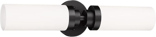 Emak 2 Light Black Vanity Lights for Bathroom, 22 Inch Bathroom Light Fixtures Modern Wall Sconces with Milk Glass Shade for Bathroom, Bedroom, Hallway, VL085-BK-ML-2