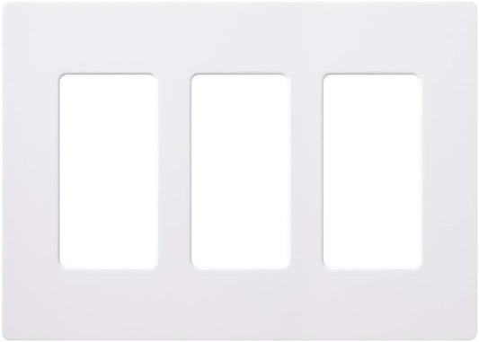 Lutron Claro Light Switch Cover Plate, 3 Gang Wallplate, for Decorator Light Switches, Rocker Light Switch Cover, Outlet Cover, Screwless Switch Plate Cover, Gloss, CW-3-WH-24, White, 24 Pack