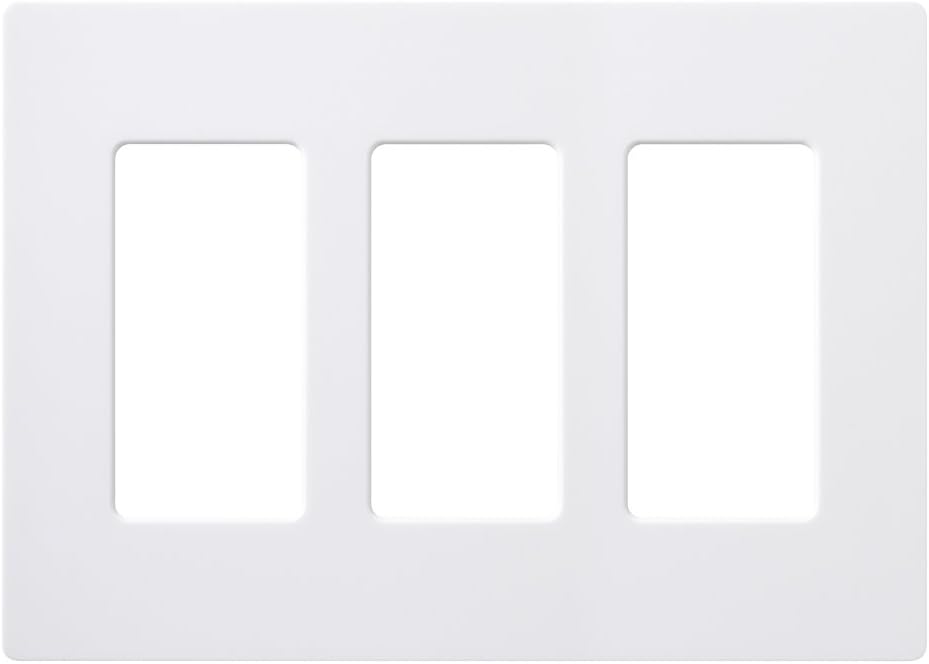 Lutron Claro Light Switch Cover Plate, 3 Gang Wallplate, for Decorator Light Switches, Rocker Light Switch Cover, Outlet Cover, Screwless Switch Plate Cover, Gloss, CW-3-WH, White