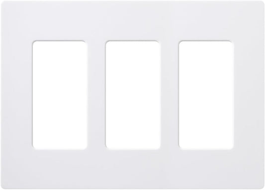 Lutron Claro Light Switch Cover Plate, 3 Gang Wallplate, for Decorator Light Switches, Rocker Light Switch Cover, Outlet Cover, Screwless Switch Plate Cover, Gloss, CW-3-WH, White