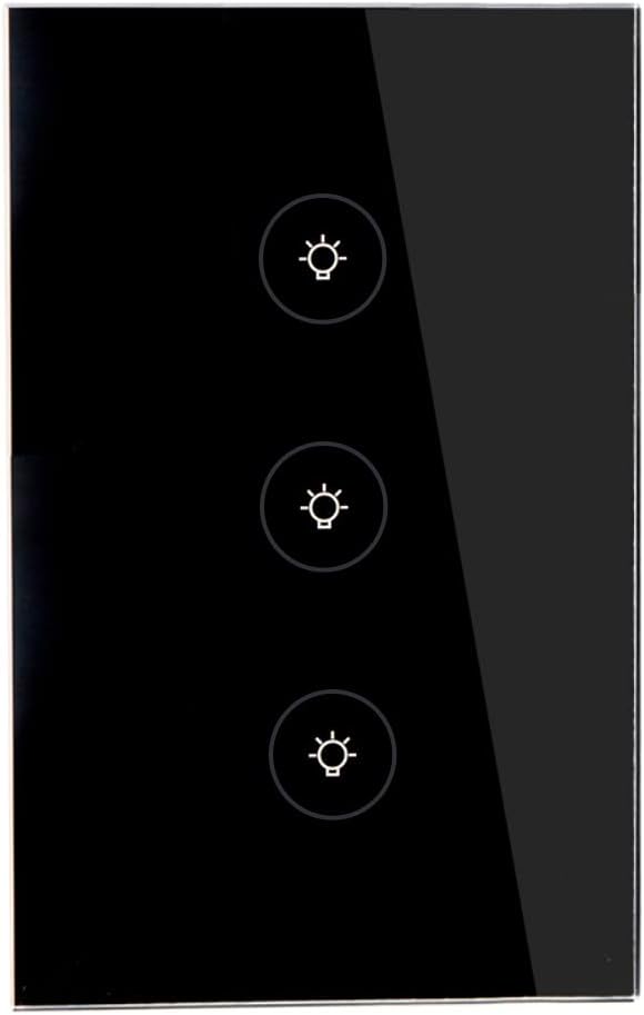 WiFi Smart Wall Touch Light Switch Glass Panel Wireless Remote Control by Mobile APP Anywhere Compatible with Alexa,Timing Function No Hub Required (Wall Switch 3 Gang)