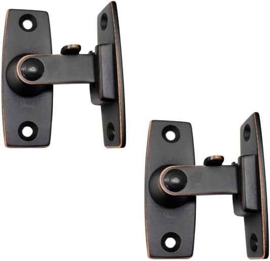 QCAA 2.5" Heavy Forged Solid Brass Door Latch, 90 Degree Right Angle Door Latch Buckle for Doors & Windows, Aged Classic Bronze, 2Pack, Made in Taiwan