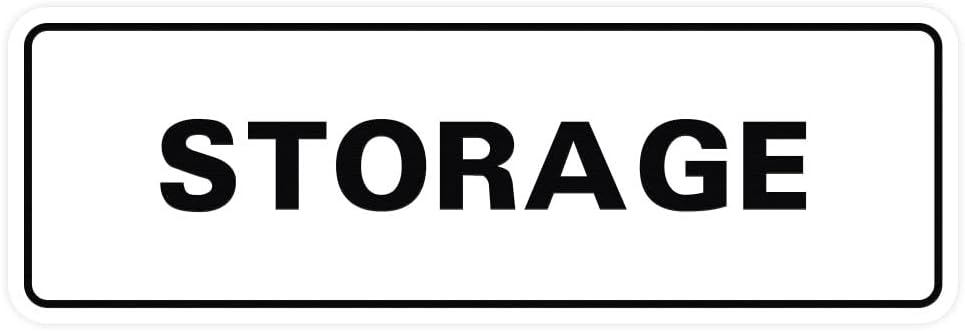 Standard STORAGE Door/Wall Sign - White - Large (5 Pack)