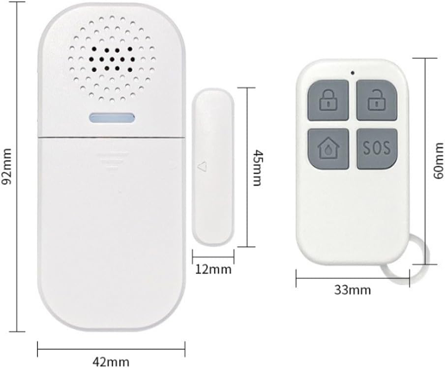 Wireless Door Alarm With 2 Remote Controls, 130DB Adjustable Volume, 5 Modes Sound And Light Alerts, Magnetic Sensor For Home Security