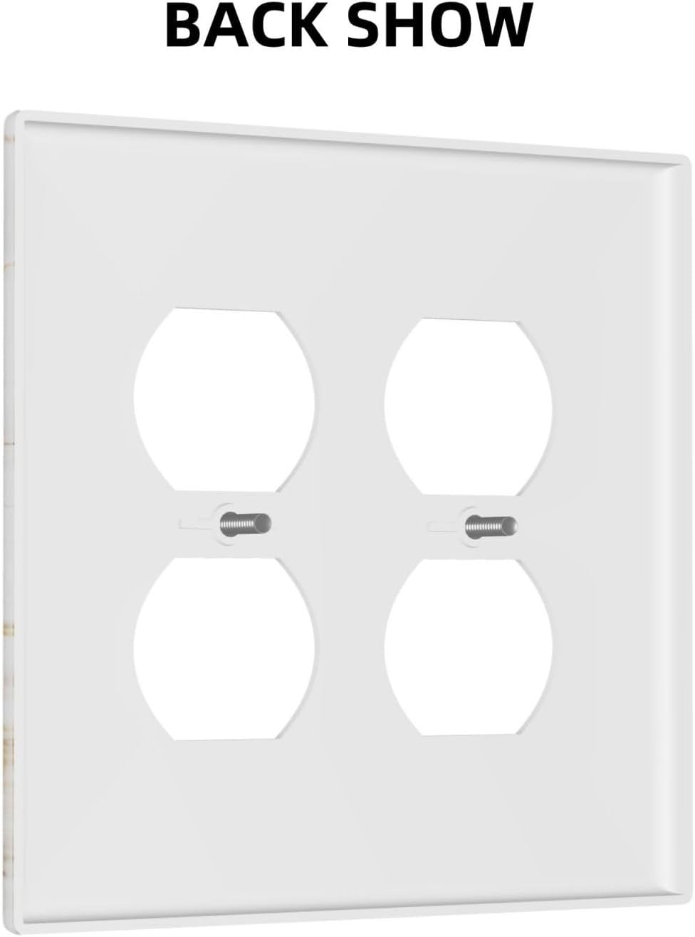 Luxurious Marble Abstract White Gold Tile Modern Simplicity Outlet Covers 2 Gang Double Duplex Decorative Light Switch Covers Electrical Wallplates Socket Faceplate for Bathroom Kitchen Decor
