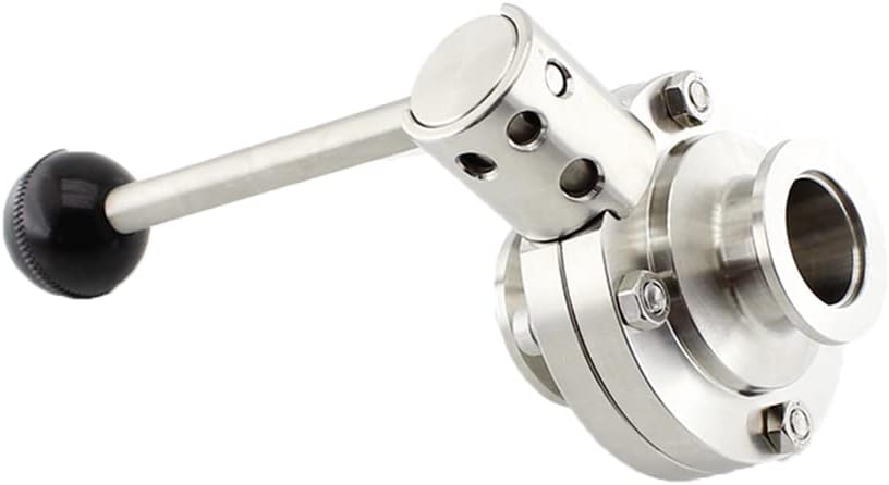 SHERICH KF16 Vacuum Butterfly Valve, Stainless Steel 304 Three-clamp Butterfly Valve with Handle and Silicone (KF16)
