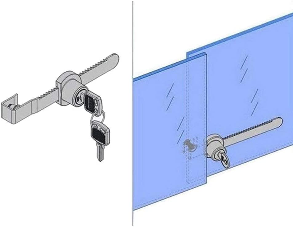 Sliding Glass Door Ratchet Lock Display Case Lock with Chrome Finish, Security, Keyed Alike Showcase Display (8 PC)
