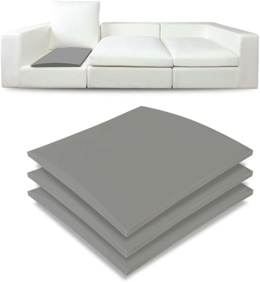 Couch Cushion Supports for Sagging Seat 22'' x 22'' High Density 40D Curved Foam Sofa Cushion Support Under The Saggy Pads Firmer Foam Lifters for Saggy Couch Set of 3 (Grey, 22 Inch * 22 Inch)