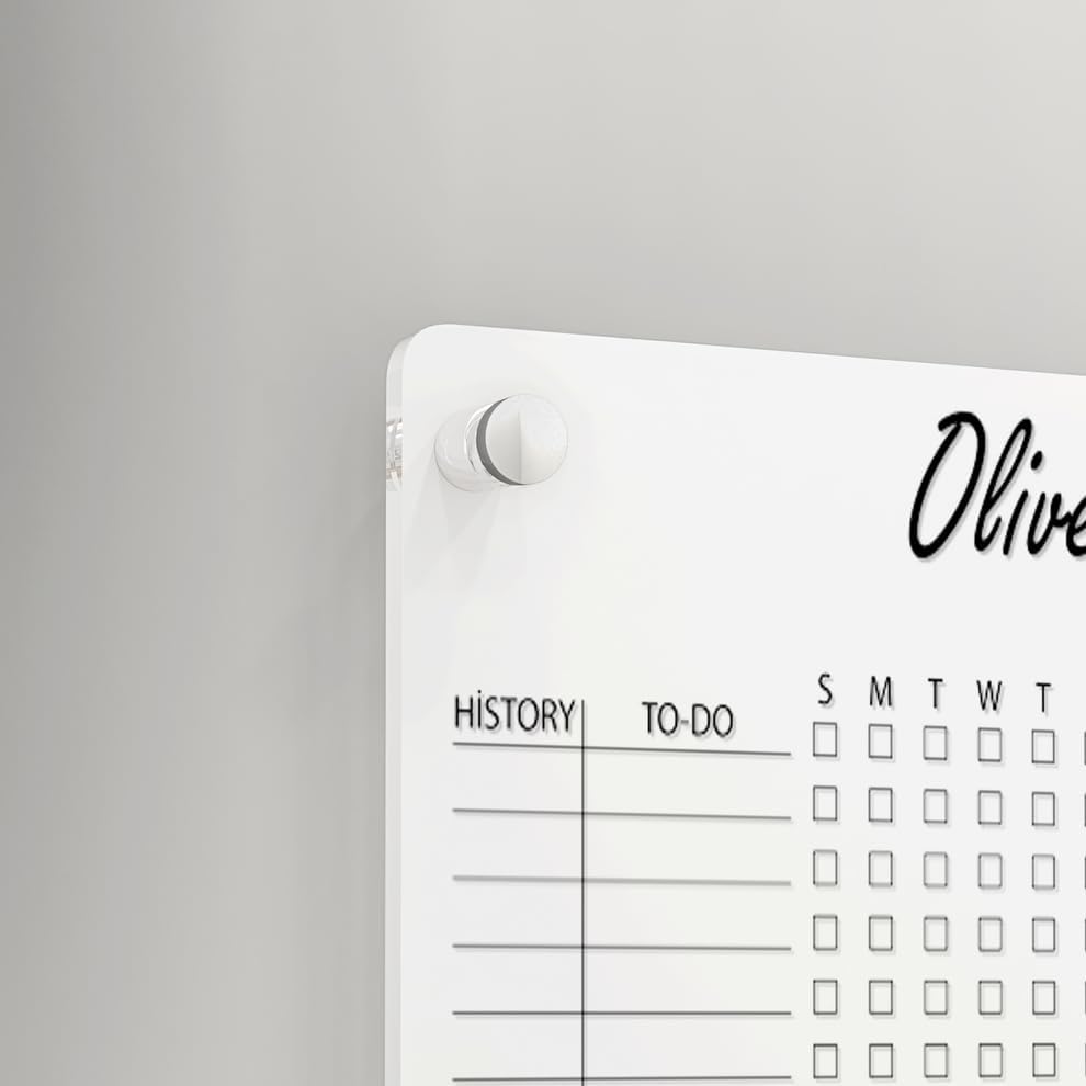 Personalized Acrylic Habit Tracker | Dry Erase Weekly Checklist & Notes Board | 5mm Clear Wall-Mounted To-Do List & Productivity Planner | Home, Office, Couples, Partners | (40"x28")
