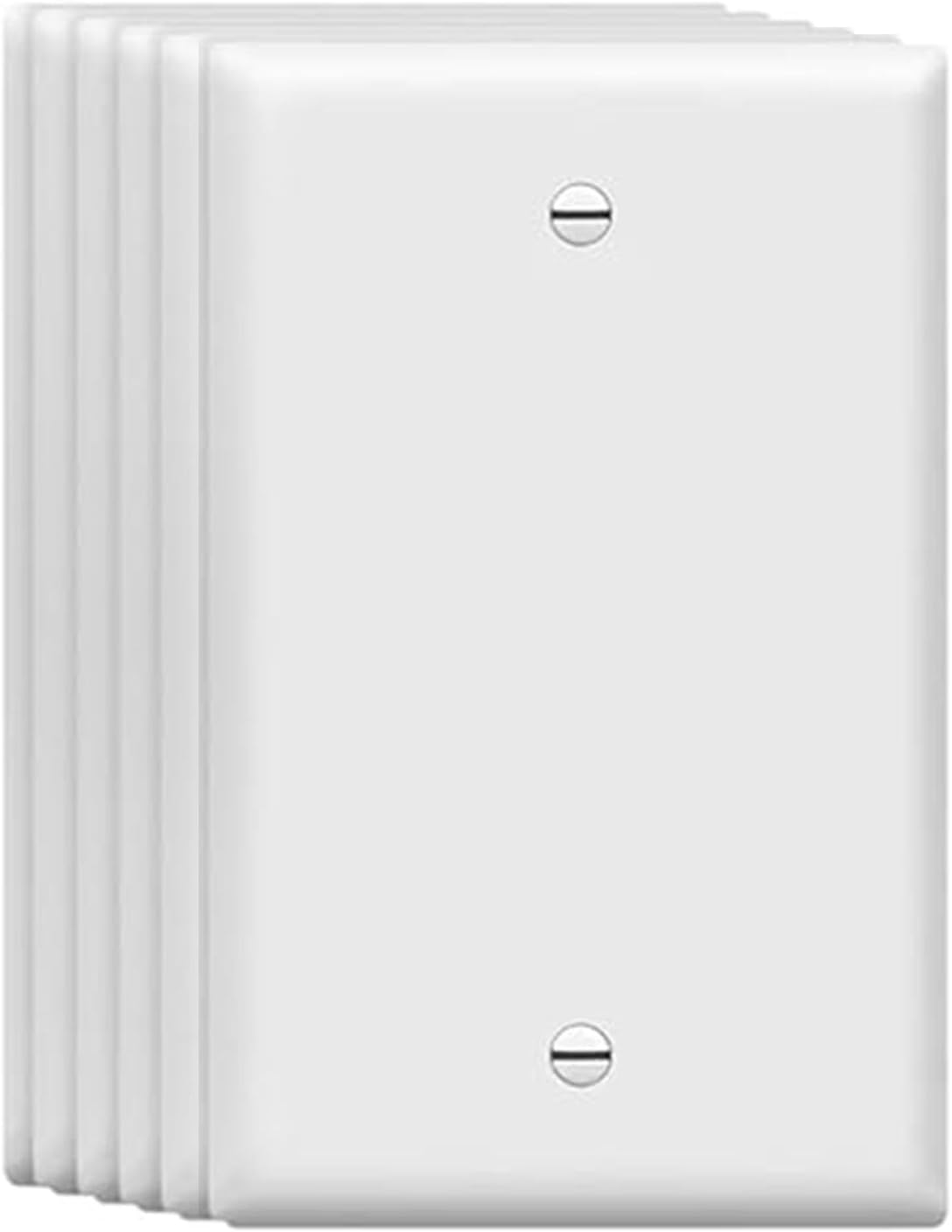 Mid-Size Blank Wall Plates 1-Gang 4.89" x 3.12" blank Switch Outlet Electrical Cover Plate Unbreakable Thermoplastic Faceplate for Light Receptacle Outlet Switch, White (6 Pack)