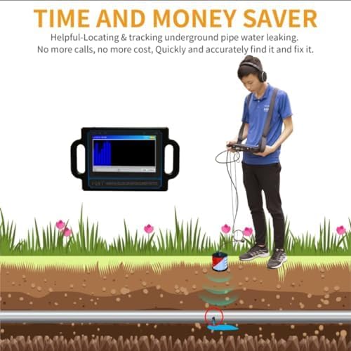 PQWT CL200 Water Leak Detectors for Home and Outside Wall Water Pipe Detector Acoustic Pipeline Leakage Detection Kit Professional Sensor Noise Reduce Headphone LCD Touchscreen Carry Case 2 Meters