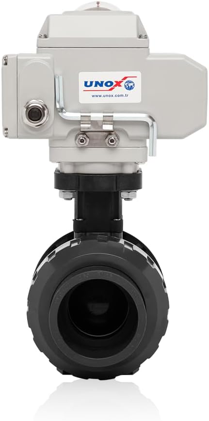 Unox 24V DC Electric Actuated Ø110 (4") U-PVC Ball Valve, Motorized Ball Valve For Water - PN16