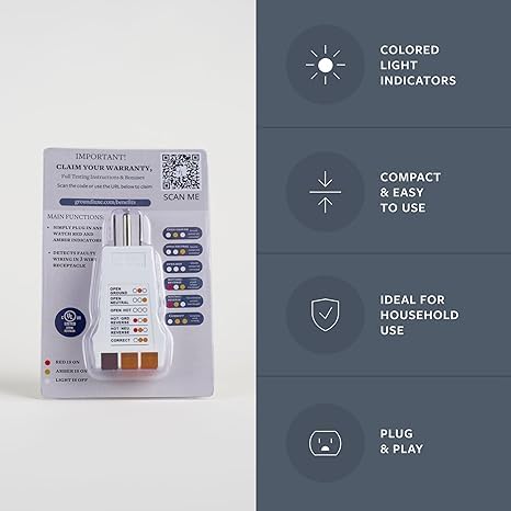 Outlet Tester for Grounding Products - Test Receptacles & Sockets for Proper Wiring - Simple Tool for Electrical Assessment