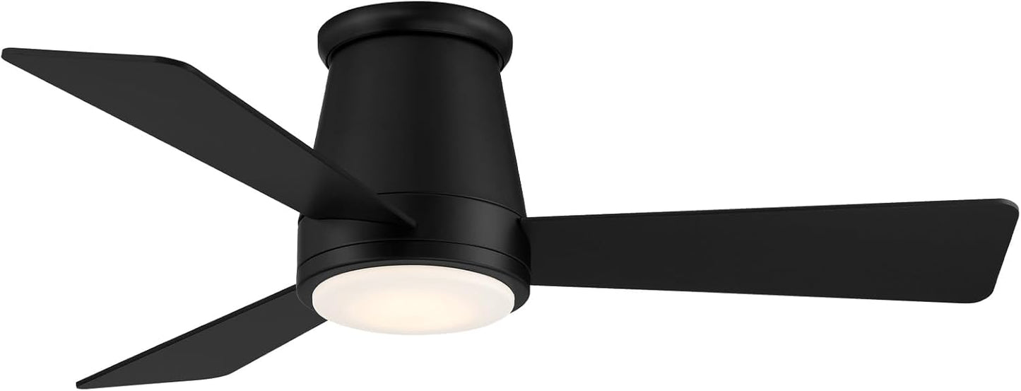 WAC Lighting Hug 3-Blade Aluminum Smart Flush Mount Ceiling Fan in Matte Black