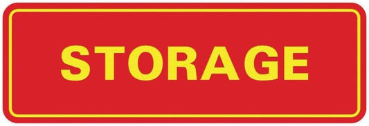 Standard STORAGE Door/Wall Sign - Red/Yellow - Small (10 Pack)