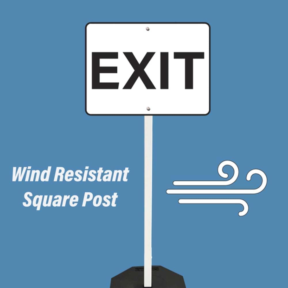 Plasticade Roll-A-Post Portable Sign Post with 60" Power Post Plastic Signpost, Designed for Schools, Sidewalks or Parking Lots, Durable and Resistant to Weathering, Yellow Base with White Post