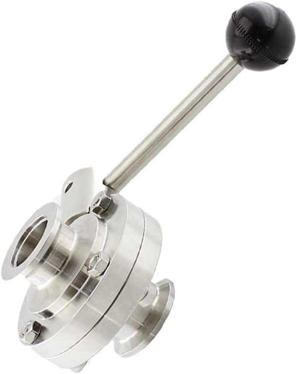 SHERICH KF40 Vacuum Butterfly Valve, Stainless Steel 304 Three-clamp Butterfly Valve with Handle and Silicone (KF40)