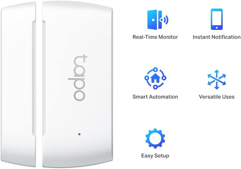 Tapo Door Sensor Mini, Requires Tapo Hub, Long Battery Life w/Sub-1G Low-Power Wireless Protocol, Contact Sensor, 15mm Wide Gap Allowed, Real-Time Notification, Smart Action (T110)