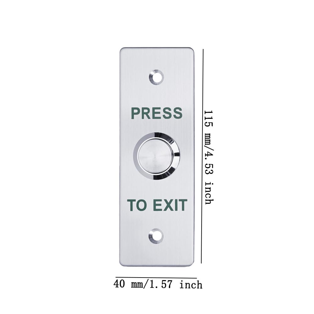 Push to Exit Button，12V DC Push to Exit Switch with LED Light, IP67 Waterproof,NC/NO/COM Outputs, Surface Mount Request-to-Exit Device for Access Control Systems (115X40-A)