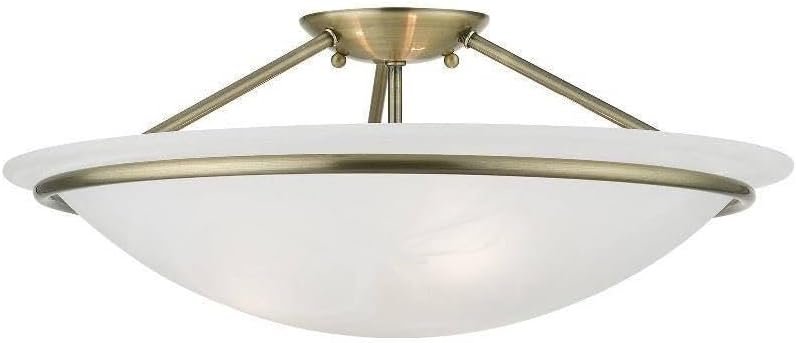 Livex Lighting 4825-01 Newburgh Collection 3 Light Large Semi-Flush, Antique Brass