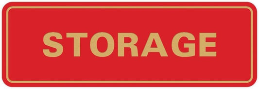 Standard STORAGE Door/Wall Sign - Red/Gold - Medium (5 Pack)
