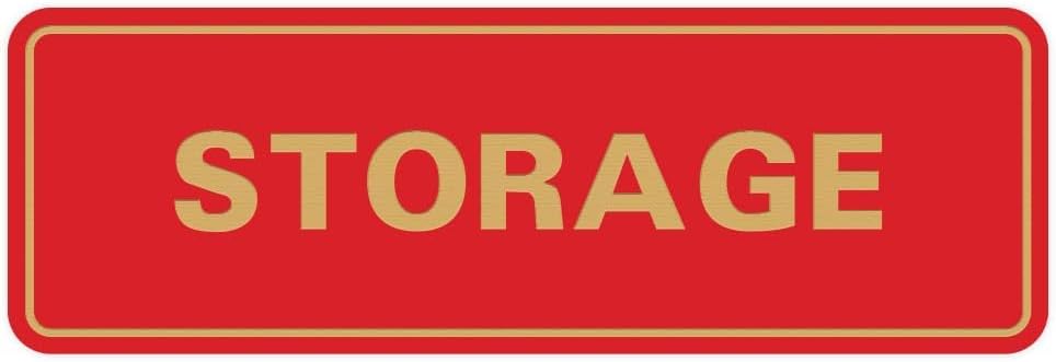 Standard STORAGE Door/Wall Sign - Red/Gold - Small (5 Pack)