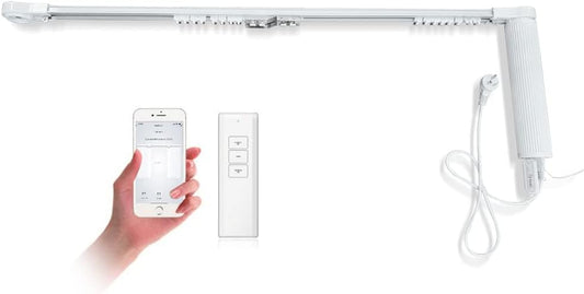 OlideSmart DIY WiFi Smart Automatic Curtain Motor Track System, Automatic Curtain Motor, Blinds Tracks, Length can be Customized (White, 5.2m)