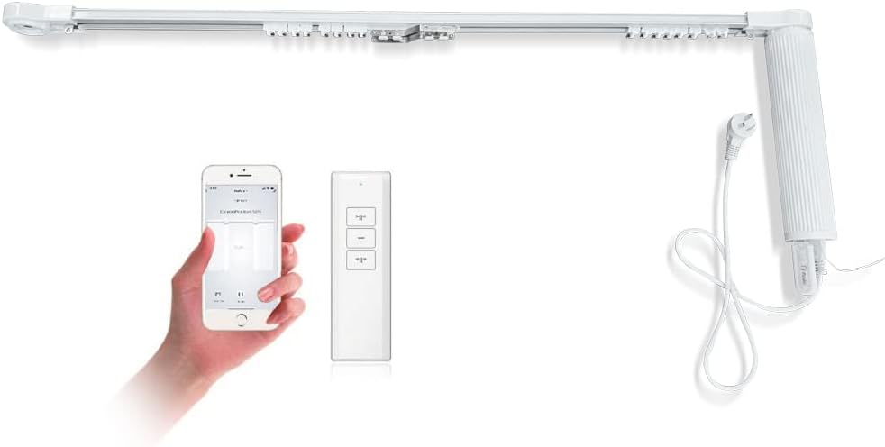 OlideSmart DIY WiFi Smart Automatic Curtain Motor Track System, Automatic Curtain Motor, Blinds Tracks, Length can be Customized (White, 2.2m)