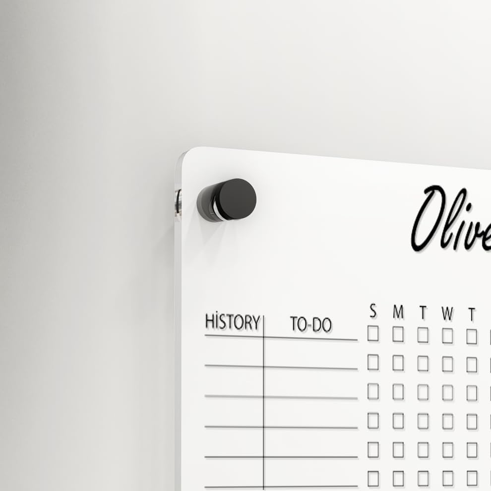 Personalized Acrylic Habit Tracker | Dry Erase Weekly Checklist & Notes Board | 5mm Clear Wall-Mounted To-Do List & Productivity Planner | Home, Office, Couples, Partners | (18"x14")