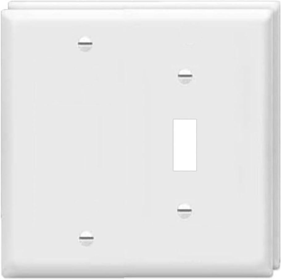 Toggle Switch/Blank Wall Plates 2-Gang Switch Outlet Electrical Cover Plate Unbreakable Thermoplastic Faceplate for Light Receptacle Outlet Switch, White (2 Pack)