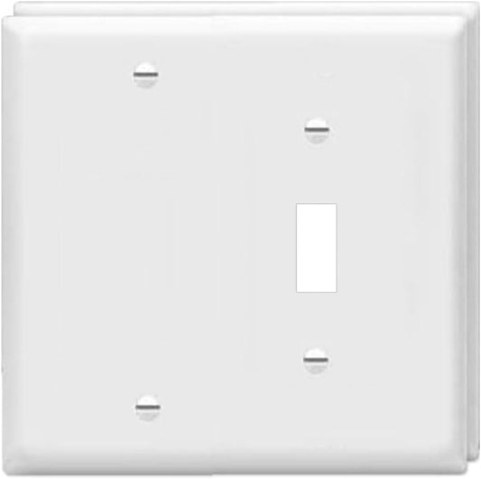 Toggle Switch/Blank Wall Plates 2-Gang Switch Outlet Electrical Cover Plate Unbreakable Thermoplastic Faceplate for Light Receptacle Outlet Switch, White (2 Pack)
