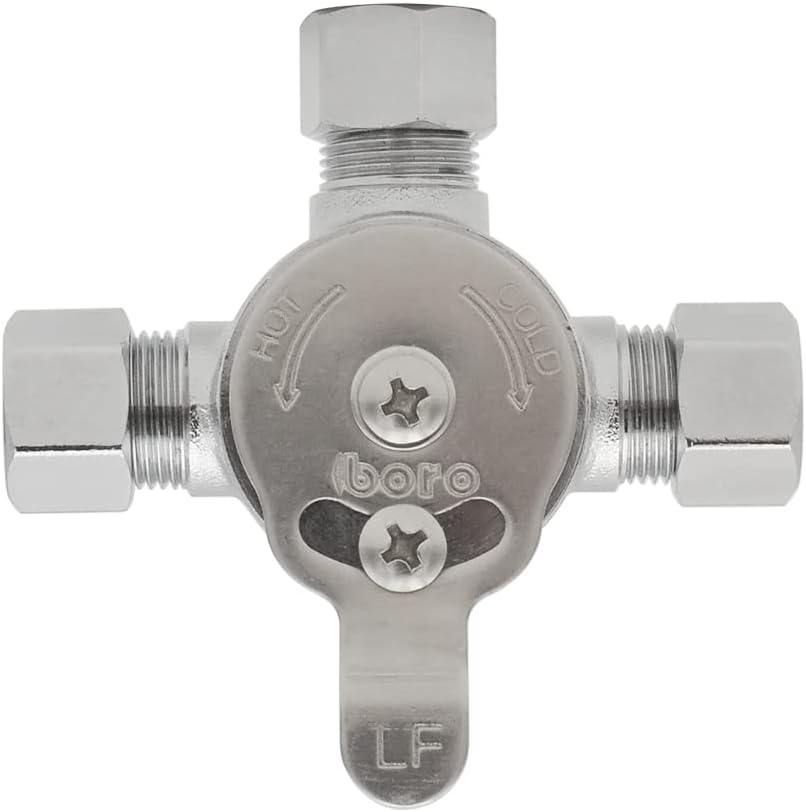 HYDRO MASTER Mechanical Water Mixing Valve, 3/8" Compression Fittings on inlets and Outlet