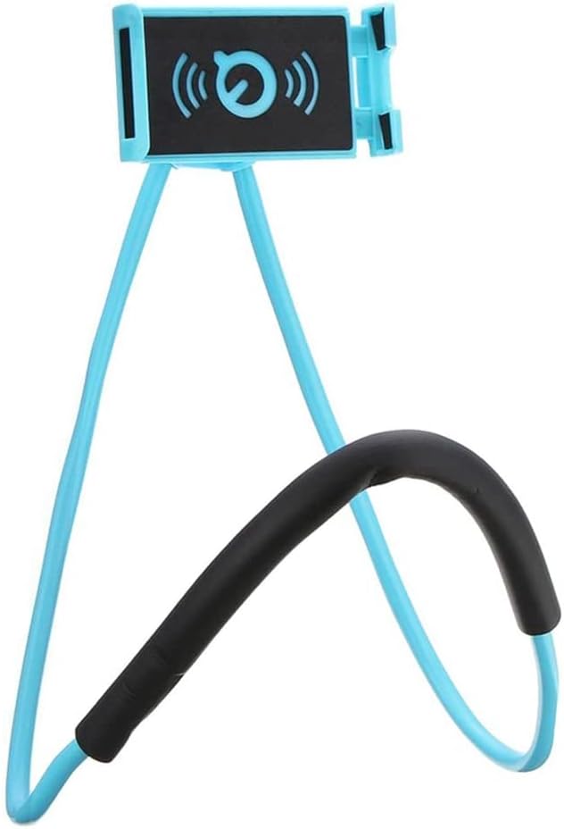 Chapter Seven Universal Smart Mobile Phone Stand,Hanging on Neck Cell Phone Mount Holder, Flexible Lazy Bracket DIY Free Rotating for Multiple Functions (Black) (Blue)