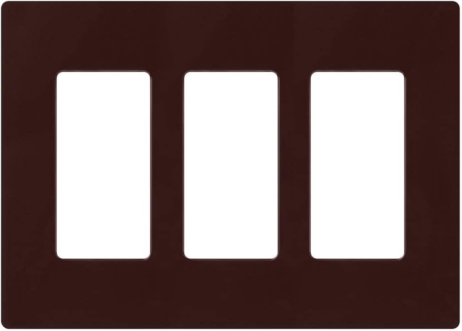 Lutron Claro Light Switch Cover Plate, 3 Gang Wallplate, for Decorator Light Switches, Rocker Light Switch Cover, Outlet Cover, Screwless Switch Plate Cover, Gloss, CW-3-BR, Brown