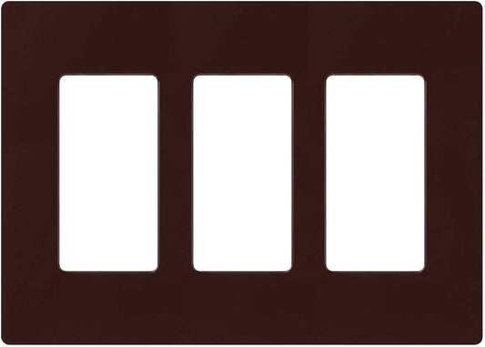Lutron Claro Light Switch Cover Plate, 3 Gang Wallplate, for Decorator Light Switches, Rocker Light Switch Cover, Outlet Cover, Screwless Switch Plate Cover, Gloss, CW-3-BR, Brown