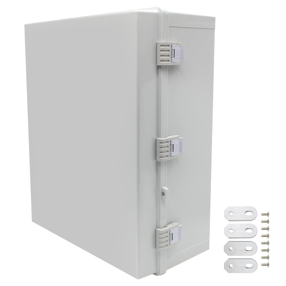 Co. ABS Waterproof IP67 15.75" x 19.68" x 7.87" Hinged Electronics Box with Mounting Plate, and Plastic Cover, Bracket