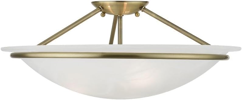 Livex Lighting 4825-01 Newburgh Collection 3 Light Large Semi-Flush, Antique Brass