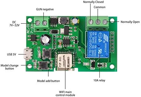 WiFi Wireless Smart Switch Relay Module for Smart Home 5V 5V/12V，Ba applied to access control, turn on PC, garage door (12V)